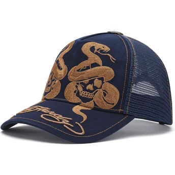 Καπέλο trucker ναυτικό μπλε Skull And Snakes Graphic της Ed Hardy