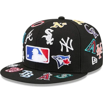 Μαύρο επίπεδο καπέλο εφαρμοστό 59FIFTY All Over της MLB της New Era