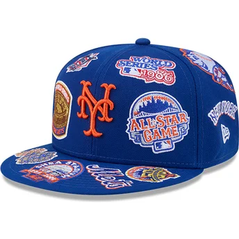 Μπλε επίπεδο καπέλο προσαρμοσμένο 59FIFTY All Over των New York Mets MLB της New Era