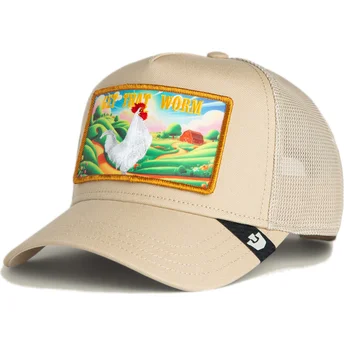 Gorra trucker beige gallo Get That Worm Greener Grass The Farm de Goorin Bros.