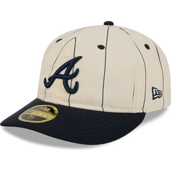 Gorra curva beige ajustada 59FIFTY Retro Crown Linen de Atlanta Braves MLB de New Era