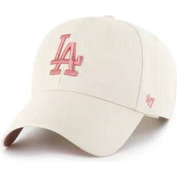 Καπέλο με καμπύλη μπεζ snapback με ροζ λογότυπο MVP Ballpark των Los Angeles Dodgers MLB από 47 Brand