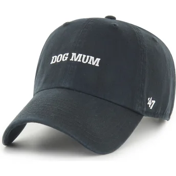 Gorra curva negra ajustable Dog Mum Phrase Clean Up Base Runner Icon de 47 Brand