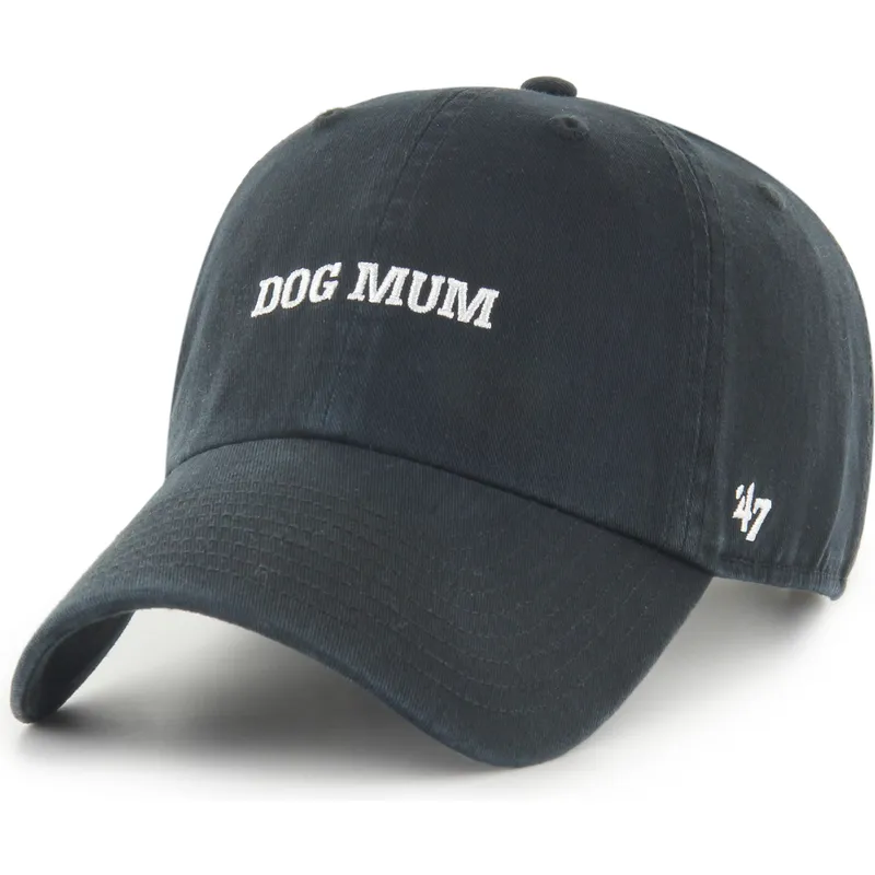 gorra-curva-negra-ajustable-dog-mum-phrase-clean-up-base-runner-icon-de-47-brand
