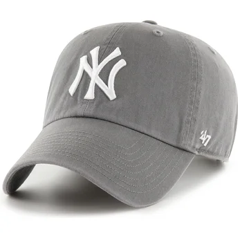 Γκρι καμπυλωτό καπέλο ρυθμιζόμενο Clean Up No Loop Label των New York Yankees MLB της 47 Brand
