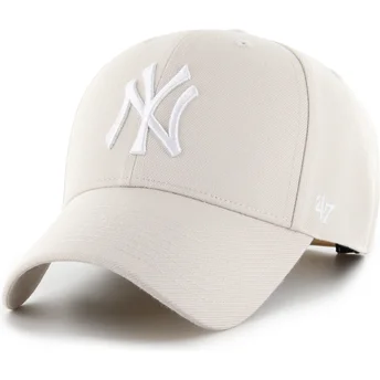 Καπέλο με καμπύλη beige snapback MVP Bone των New York Yankees MLB της 47 Brand