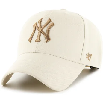 Gorra curva beige snapback con logo marrón MVP de New York Yankees MLB de 47 Brand