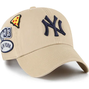 Καπέλο με καμπύλη γείσο khaki ρυθμιζόμενο Clean Up Badges των New York Yankees MLB της 47 Brand