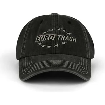 Μαύρο ρυθμιζόμενο καπέλο με καμπύλη Eurotrash Distressed Washed της Pica Pica