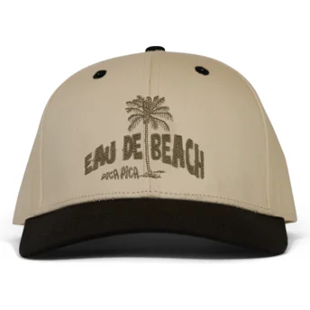 Καπέλο με καμπύλη μπεζ και μαύρο snapback Eau De Beach της Pica Pica