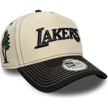Καπέλο με καμπύλη beige και μαύρο snapback E Frame City Icon των Los Angeles Lakers NBA της New Era