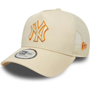 Καπέλο trucker μπεζ με λογότυπο μπεζ A Frame Outline των New York Yankees MLB της New Era