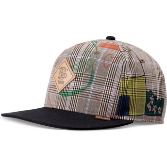 Γκρι και μαύρο επίπεδο καπέλο snapback Crinklecheck της Djinns