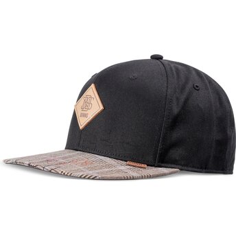 Μαύρο και γκρι επίπεδο καπέλο snapback Crinklecheck Rev της Djinns