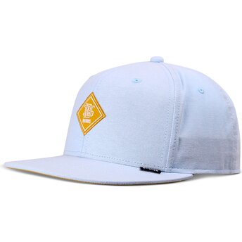 Επίπεδο καπέλο μπλε snapback με κίτρινο λογότυπο OxfordContra της Djinns