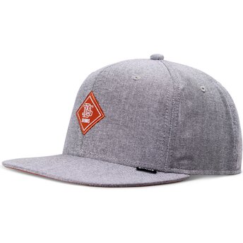 Γκρι επίπεδο καπέλο snapback με κόκκινο λογότυπο OxfordContra της Djinns