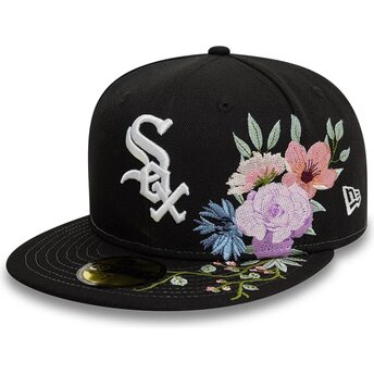 Μαύρο επίπεδο καπέλο προσαρμοσμένο 59FIFTY Floral των Chicago White Sox MLB της New Era