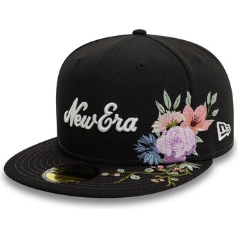 Μαύρο επίπεδο καπέλο προσαρμοσμένο 59FIFTY Floral Emb της New Era