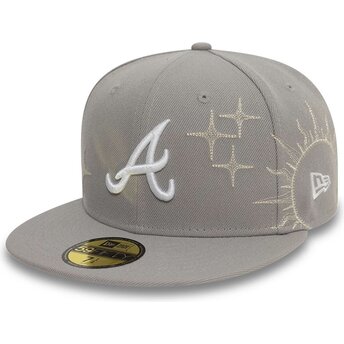 Καπέλα επίπεδη γκρι προσαρμοσμένο 59FIFTY Zodiac από Atlanta Braves MLB από New Era
