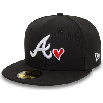 Μαύρο επίπεδο καπέλο προσαρμοσμένο 59FIFTY Heart Icon των Atlanta Braves MLB της New Era