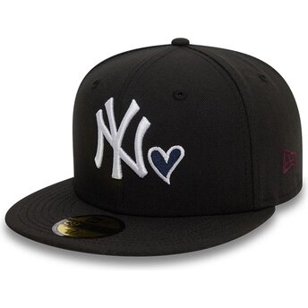 Μαύρο επίπεδο καπέλο προσαρμοσμένο 59FIFTY Heart Icon των New York Yankees MLB της New Era
