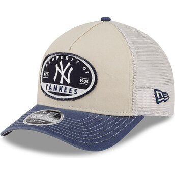 Μπεζ και ναυτικό μπλε trucker καπέλο 9FORTY M-Crown A Frame Fray των New York Yankees MLB από New Era