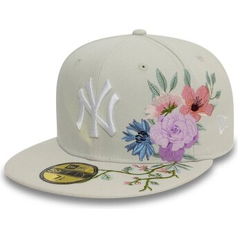 Μπεζ επίπεδο καπέλο εφαρμοστό 59FIFTY Floral των New York Yankees MLB της New Era