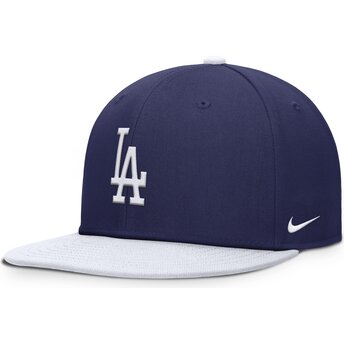 Μπλε και λευκό επίπεδο καπέλο snapback για αγόρι Dri-Fit Pro Structured Square Bill των Los Angeles Dodgers MLB της Nike