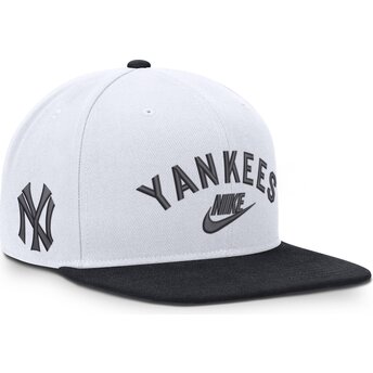 Λευκό και ναυτικό μπλε επίπεδο καπέλο snapback Cooperstown Dri-Fit Pro Structured Square Bill των New York Yankees MLB της Nike