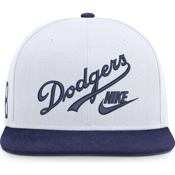 Λευκό και μπλε επίπεδο καπέλο snapback Cooperstown Dri-Fit Pro Structured Square Bill των Los Angeles Dodgers MLB της Nike