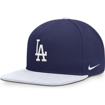 Μπλε και λευκό επίπεδο καπέλο snapback Nike Dri-Fit Pro Structured Square Bill των Los Angeles Dodgers MLB της Nike