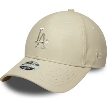 Καπέλα καμπύλη μπεζ snapback 9FORTY M-Crown PU Diamante από Los Angeles Dodgers MLB από New Era