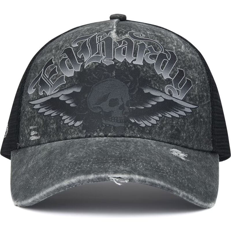 snapback-flaming-gothic-skull-washed-ed-hardy