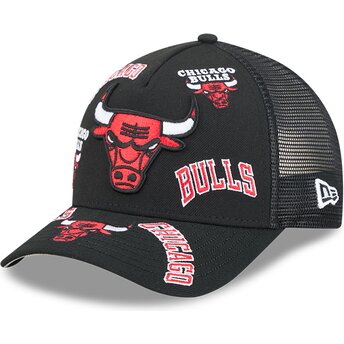 Καπέλα καμπύλη μαύρο snapback 9FORTY M-Crown A Frame All Over από Chicago Bulls NBA από New Era
