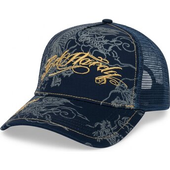 Καπέλα καμπύλη ναυτικό μπλε snapback Outline Dragons από Ed Hardy