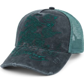 Καπέλα καμπύλη μαύρο snapback Outline Distressed από Ed Hardy