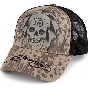 Καπέλα καμπύλη γκρι snapback 13 Skull από Ed Hardy