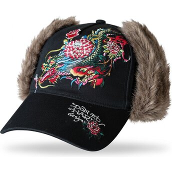 Καπέλα καμπύλη μαύρο προσαρμοσμένο Crawling Trapper από Ed Hardy