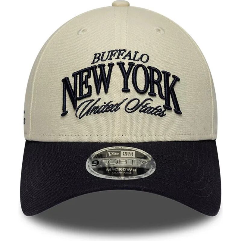 gorra-curva-beige-y-azul-marino-ajustable-9forty-m-crown-wordmark-de-buffalo-new-york-de-new-era gorra-curva-beige-y-azul-marino-ajustable-9forty-m-crown-wordmark-de-buffalo-new-york-de-new-era