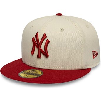 Καπέλα επίπεδη μπεζ προσαρμοσμένο 59FIFTY League Essential από New York Yankees MLB από New Era