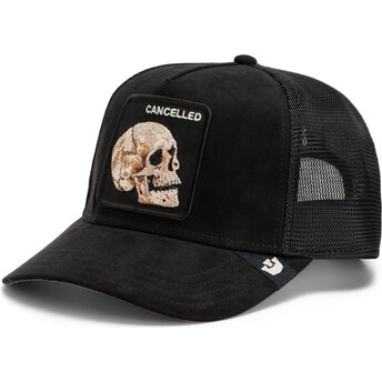 Καπέλα καμπύλη μαύρο snapback Suede Cancelled Skull Microsuede The Farm Goorin Bros.