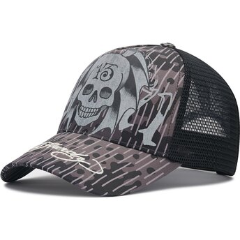 Καπέλα καμπύλη μαύρο snapback 13 Skull από Ed Hardy