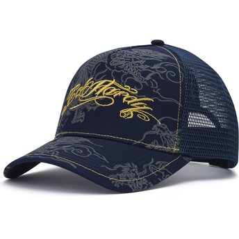 Καπέλα καμπύλη ναυτικό μπλε snapback Outline Dragons από Ed Hardy