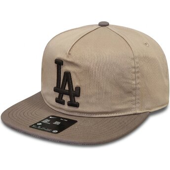 Καπέλα επίπεδη μπεζ ρυθμιζόμενη ταινία Pro Unstructured 5 Panel από Los Angeles Dodgers MLB από Nike