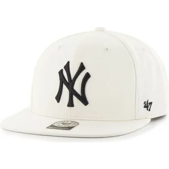 Καπέλο Snapback 47 Brand με Επίπεδο Χείλος MLB New York Yankees Λείο Λευκό