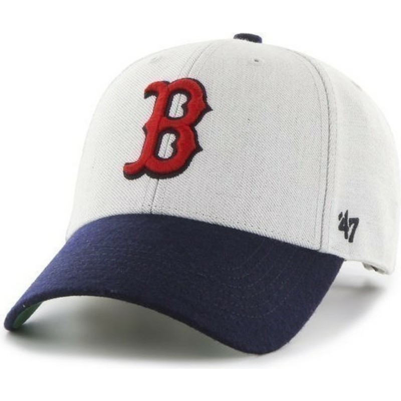 47-brand-curved-brim-mlb-boston-red-sox-grey-cap-with-navy-blue-visor